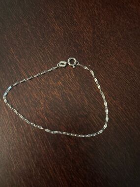 10 k white gold Delicate Silver Twist Chain Bracelet for Women